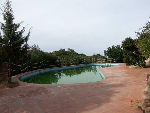 Una piscina con vista panoramica in una villa di Costa Paradiso