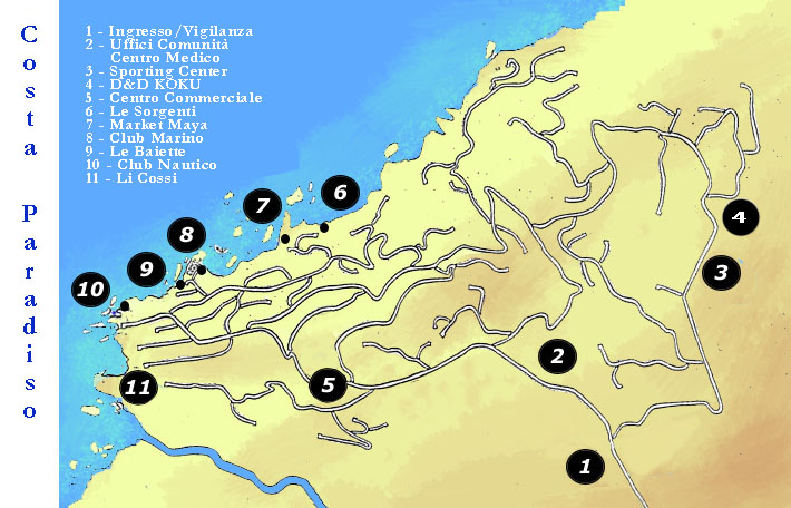 Ferienhort Costa Paradiso: Karte von Costa Paradiso. Beschreibung.